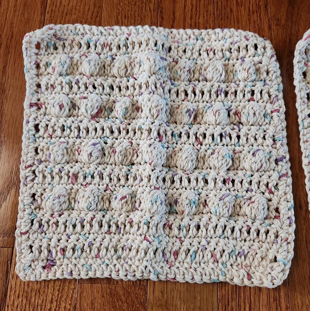 Crochet Shower Pouf and Bobble Washcloth Set